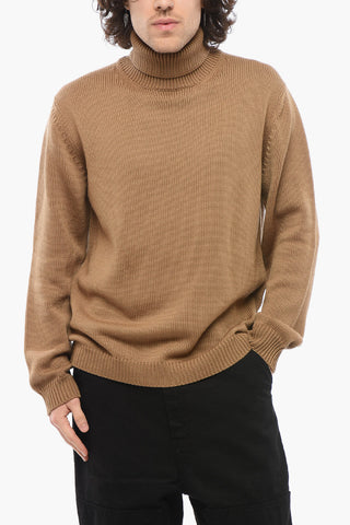 Turtleneck Merino Wool Sweater with Ribbed Edge