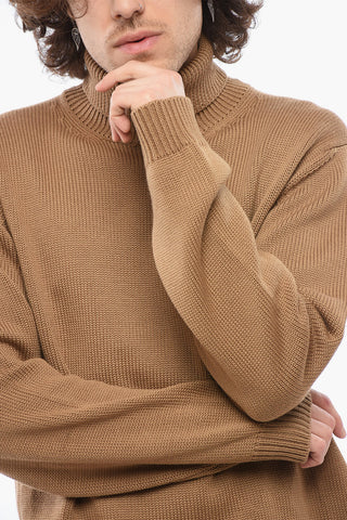 Turtleneck Merino Wool Sweater with Ribbed Edge