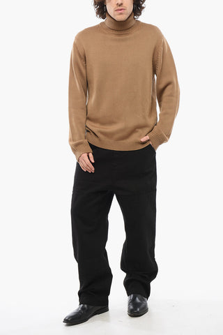 Turtleneck Merino Wool Sweater with Ribbed Edge