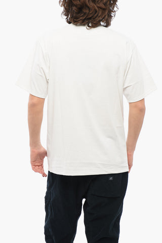 Solid Color Mock-Neck T-Shirt with Butterfly Embroidery