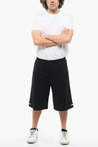 Shorts aus angerauter Baumwolle mit Nylon-Details
