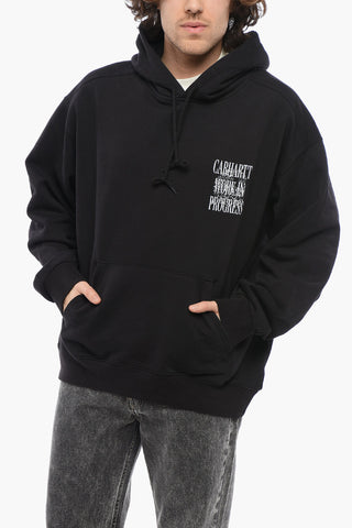 Fleeced Cotton ALWAYS A WIP Hoodie with Contrasting Print