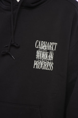 Fleeced Cotton ALWAYS A WIP Hoodie with Contrasting Print