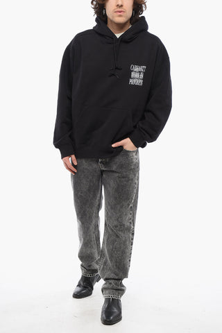 Fleeced Cotton ALWAYS A WIP Hoodie with Contrasting Print