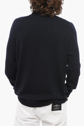 Turtleneck Merino Wool Sweater with Ribbed Edge