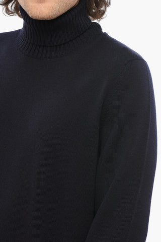 Turtleneck Merino Wool Sweater with Ribbed Edge