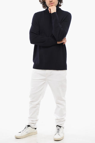 Turtleneck Merino Wool Sweater with Ribbed Edge
