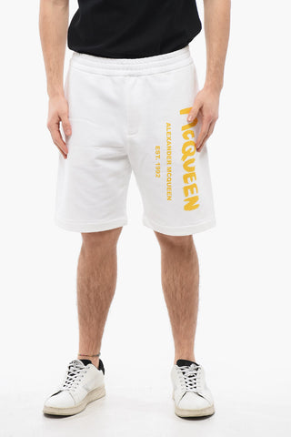Shorts in Cotone Garzato con Logo Stampato