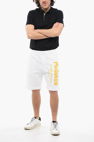Shorts in Cotone Garzato con Logo Stampato