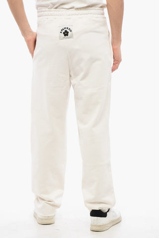 Single-Pleated Brushed Cotton Pants with Logo Patch on The Back