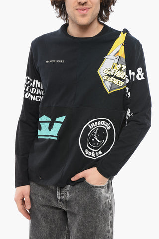 Printed Asymmetrical Effect Crew-neck T-shirt