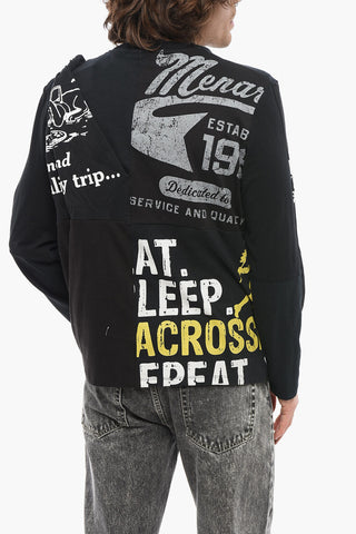Printed Asymmetrical Effect Crew-neck T-shirt