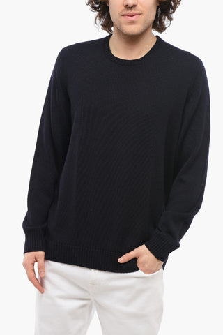 Merino Wool Crew-neck Sweater with Ribbed Edge