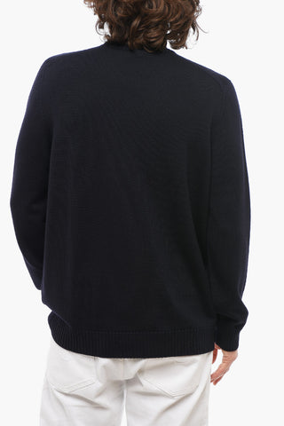 Merino Wool Crew-neck Sweater with Ribbed Edge