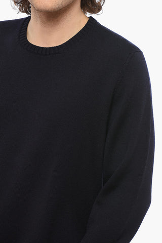 Merino Wool Crew-neck Sweater with Ribbed Edge