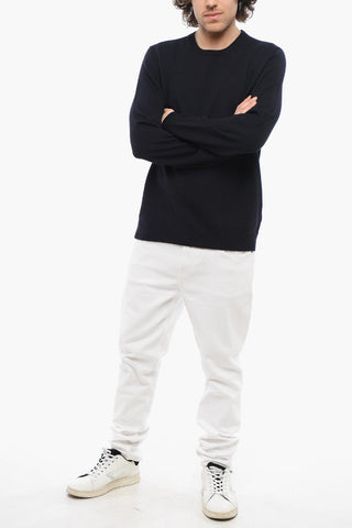 Merino Wool Crew-neck Sweater with Ribbed Edge