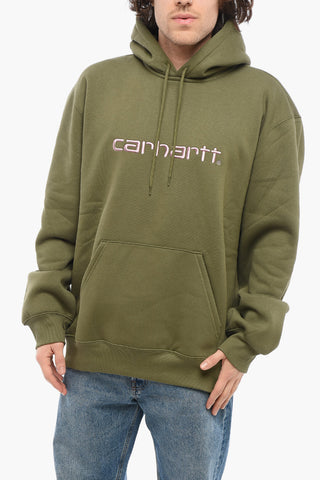 Fleeced Cotton Hoodie with Embroidered Logo