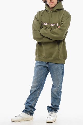Fleeced Cotton Hoodie with Embroidered Logo
