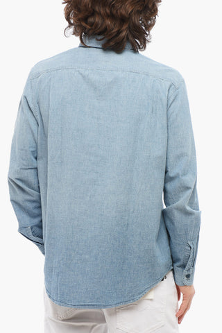 Classic Fit Denim Shirt with Double Breast Pocket