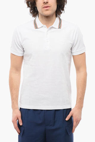 Piquet Cotton Polo with Pinstriped Collar