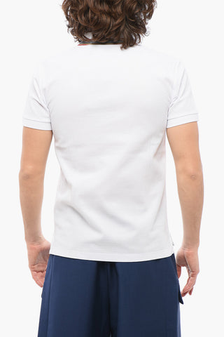 Piquet Cotton Polo with Pinstriped Collar