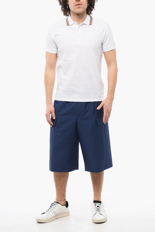 Piquet Cotton Polo with Pinstriped Collar