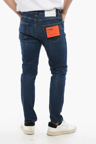 Slim Fit DRAKE Jeans with Logoed Button 15cm