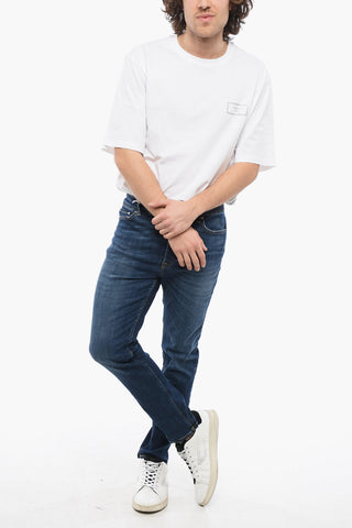 Slim Fit DRAKE Jeans with Logoed Button 15cm