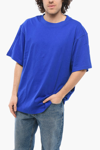 Cotton Crew-neck T-shirt with Tone On Tone Details