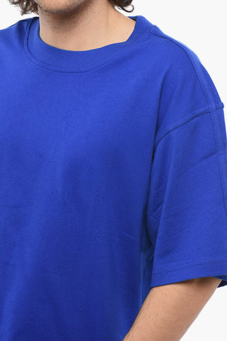 Cotton Crew-neck T-shirt with Tone On Tone Details