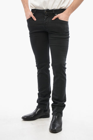 Mid-Waist Stretch Denim NICK Jeans with Ponyskin Logo Patch 18cm