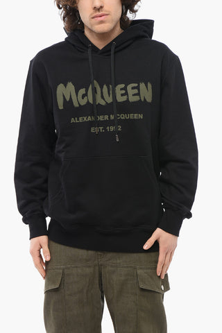Cotton Hooded Sweatshirt with Printed Logo