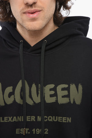 Cotton Hooded Sweatshirt with Printed Logo