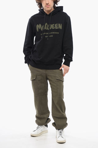 Cotton Hooded Sweatshirt with Printed Logo