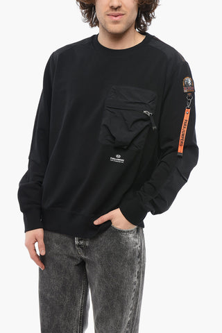 Brushed Cotton SABRE Crewneck Sweatshirt with Patch Pocket on the Chest