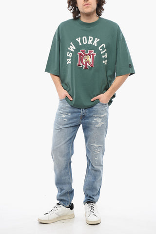 Cotton NEW YORK CITY Crew-neck T-shirt with Maxi Embroidery