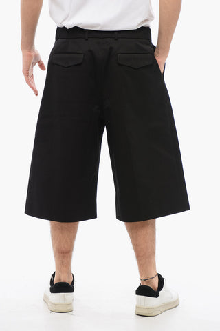 4-Pocketed Wide Leg Cotton Shorts