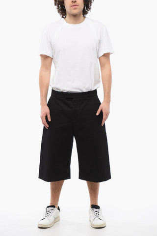 4-Pocketed Wide Leg Cotton Shorts