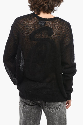 Crew Neck Mohair Blend See Through Sweater