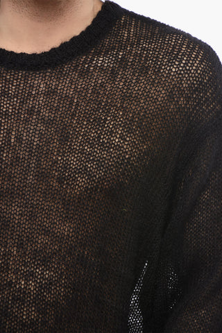 Crew Neck Mohair Blend See Through Sweater