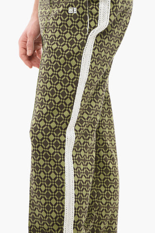 Pantaloni in Jacquard Con Bande Laterali in Crochet