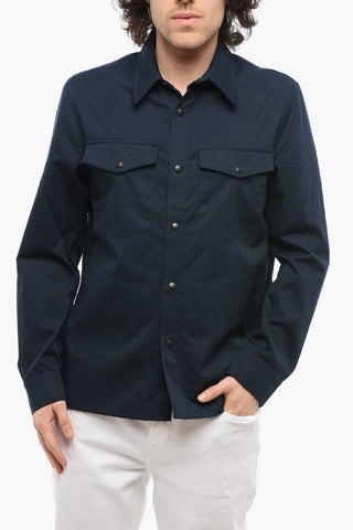 Cotton-Blend Twill Overshirt COLOR with Snap Buttons