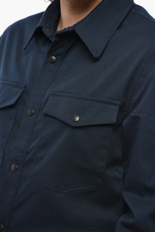 Cotton-Blend Twill Overshirt COLOR with Snap Buttons