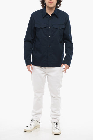 Cotton-Blend Twill Overshirt COLOR with Snap Buttons