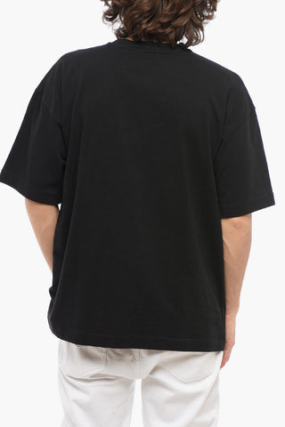 Solid Color Crew-neck T-Shirt with Contrasting Logo