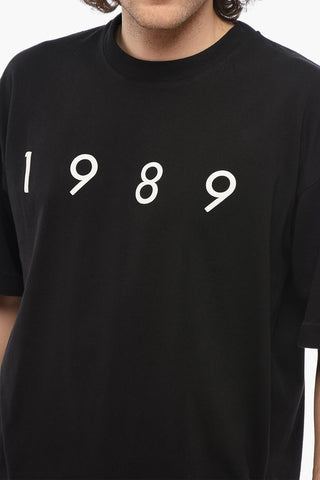 Solid Color Crew-neck T-Shirt with Contrasting Logo