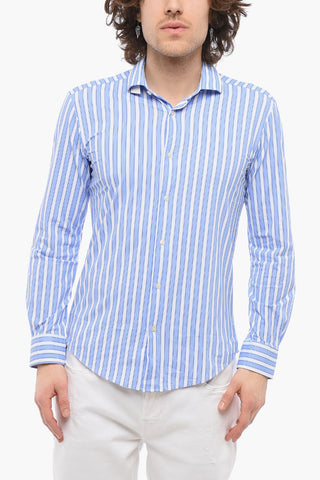 Casual Striped Shirt with French Collar