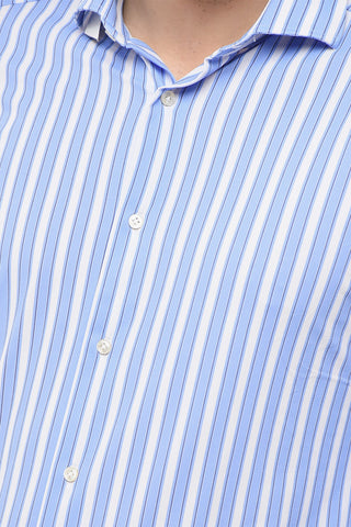 Casual Striped Shirt with French Collar
