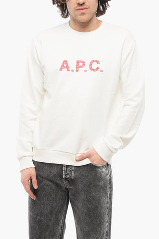 Brushed Cotton TIMOTHY Crew-neck Sweatshirt with Contrasting Logo Print