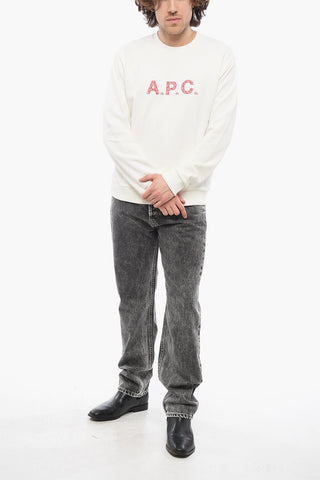 Brushed Cotton TIMOTHY Crew-neck Sweatshirt with Contrasting Logo Print